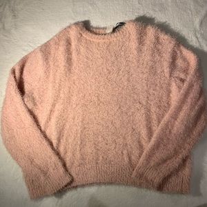 Fuzzy blush pink cropped sweater